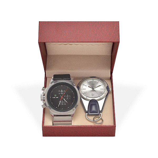 Kit Relógio Masculino Weide Analógico WH3305B e Relógio Chaveiro 5506G