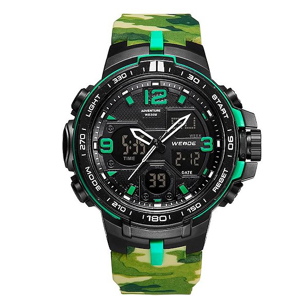 Relógio Masculino Weide AnaDigi WA3J8005 - Verde Camuflado