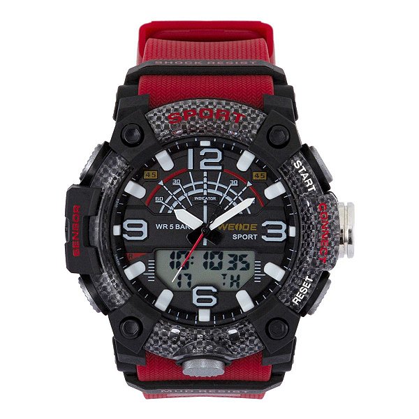 Relógio Masculino Weide AnaDigi WA3J9001 - Vermelho e Preto