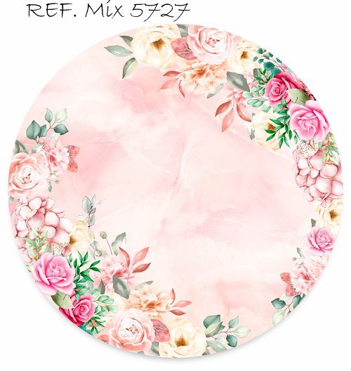 Painel Festa Redondo Sublimado Floral Adulto C/elástico