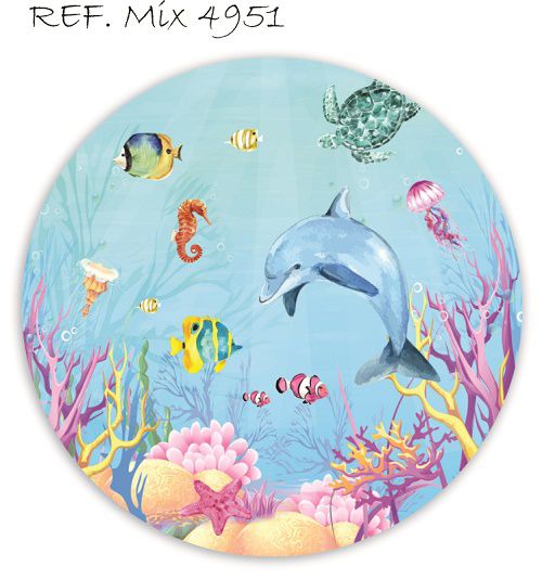 Painel Festa Redondo Sublimado Fundo Do Mar C/elástico