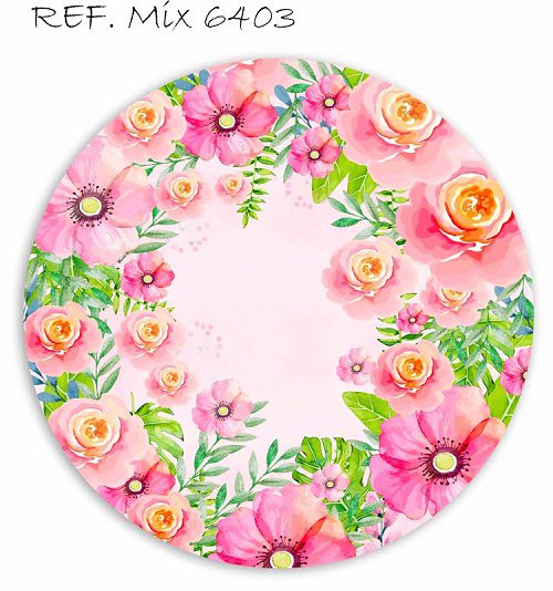 Painel Festa Redondo Sublimado Floral C/elástico