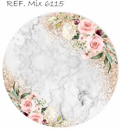 Painel Festa Redondo Sublimado Floral C/elástico