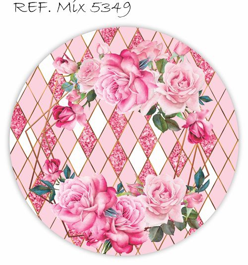 Painel Festa Redondo Sublimado Floral C/elástico