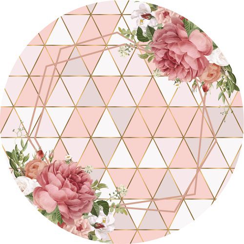 Painel Festa Redondo Sublimado Floral Adulto C/elástico