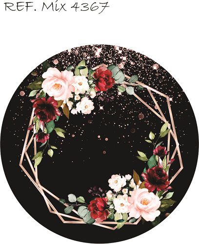 Painel Festa Redondo Sublimado Floral Adulto C/elástico