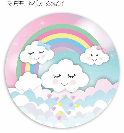 Painel Festa Redondo Sublimado Chuva De Amor C/elástico