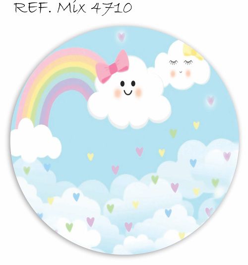 Painel Festa Redondo Sublimado Chuva De Amor C/elástico