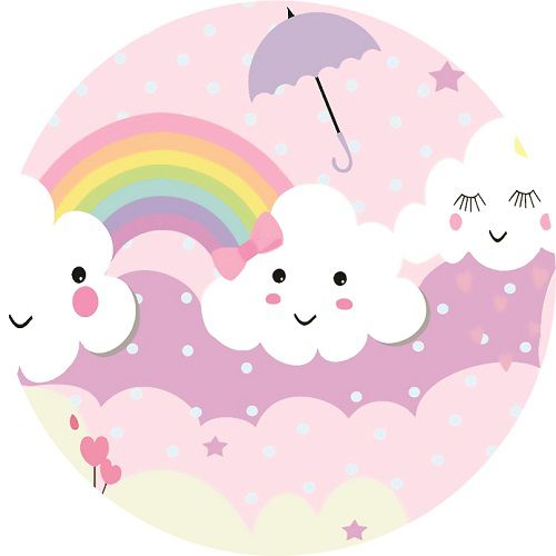 Painel Festa Redondo Sublimado Chuva De Amor C/elástico