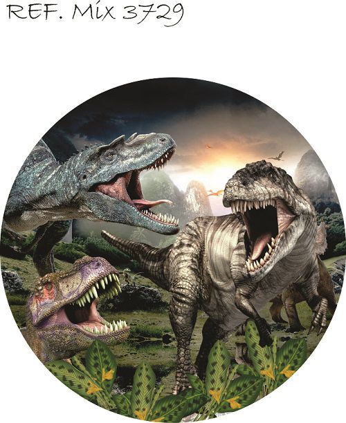 Painel Festa Redondo Sublimado Dinossauro C/elástico