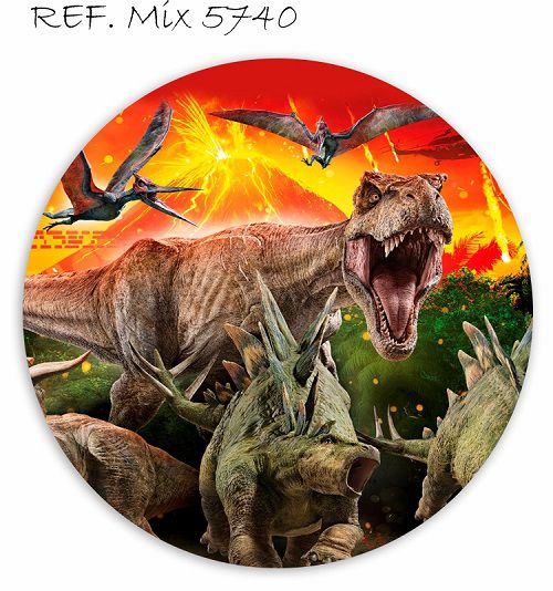 Painel Festa Redondo Sublimado Dinossauro C/elástico