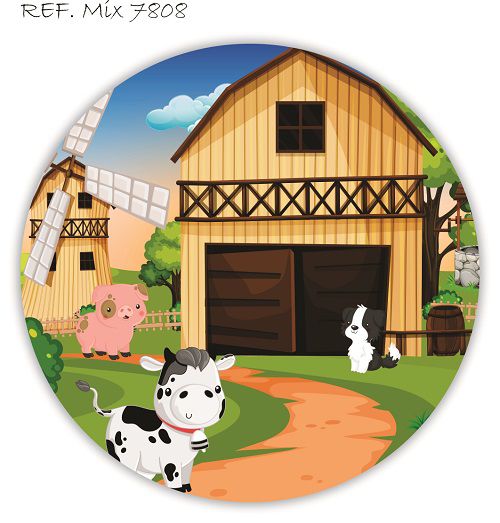 Painel Festa Redondo Sublimado Fazendinha C/elástico