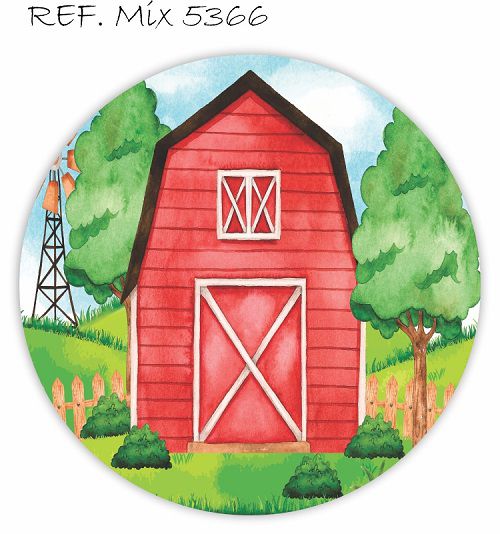 Painel Festa Redondo Sublimado Fazendinha C/elástico