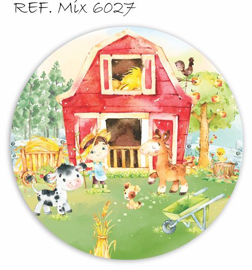 Painel Festa Redondo Sublimado Fazendinha C/elástico