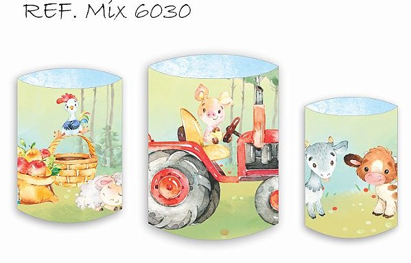 Trio De Capas P/ Cilindros Sublimado Fazendinha Veste Fácil