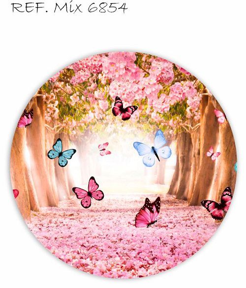 Painel Festa Redondo Sublimado Jardim C/elástico