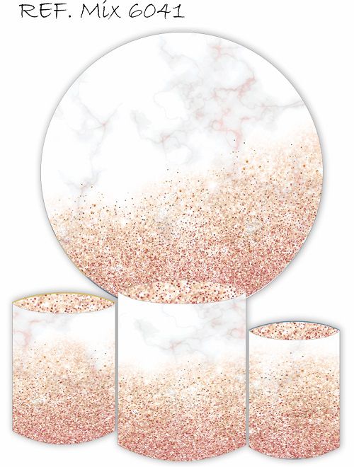 Painel Redondo Sublimado Glitter + Trio de Cilindros Veste Fácil