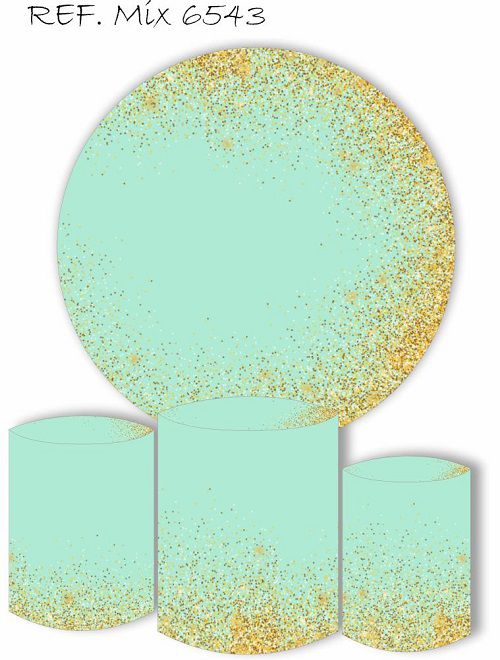 Painel Redondo Sublimado Glitter + Trio de Cilindros Veste Fácil