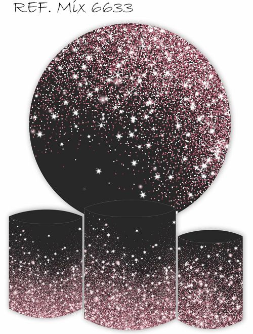 Painel Redondo Sublimado Glitter + Trio de Cilindros Veste Fácil