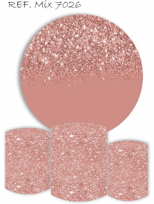 Painel Redondo Sublimado Glitter + Trio de Cilindros Veste Fácil