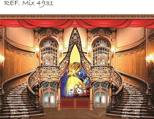 Painel Retangular Decorativo Para Festa Bela E A Fera