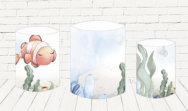 Trio De Capas P/ Cilindros Sublimado Fundo Do Mar Veste Fácil