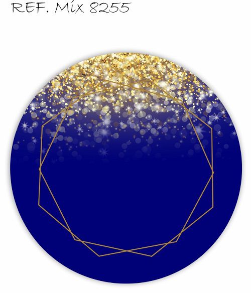 Painel Festa Redondo Sublimado Glitter Azul C/elástico