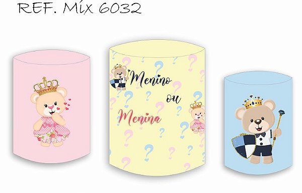 Trio De Capas P/ Cilindros Sublimado Chá Revelação Veste Fácil