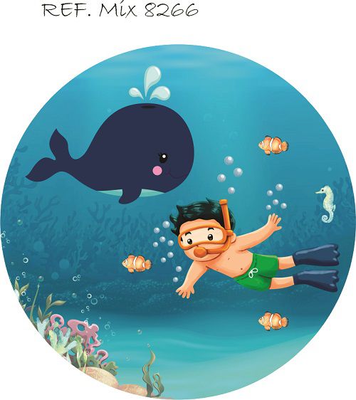 Painel Festa Redondo Sublimado Mergulhador C/elástico