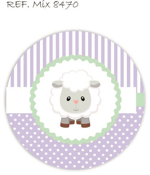 Painel Festa Redondo Sublimado Ovelhinha C/elástico