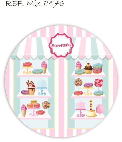Painel Festa Redondo Sublimado Sorveteria C/elástico