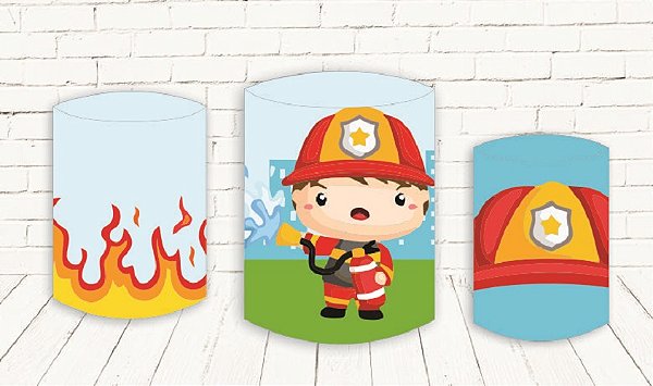 Trio De Capas P/ Cilindros Sublimado Bombeiro Veste Fácil