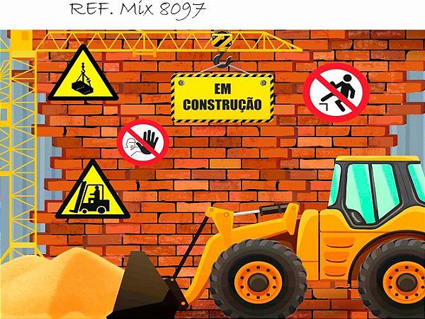 Painel Retangular Decorativo Para Festa Construção