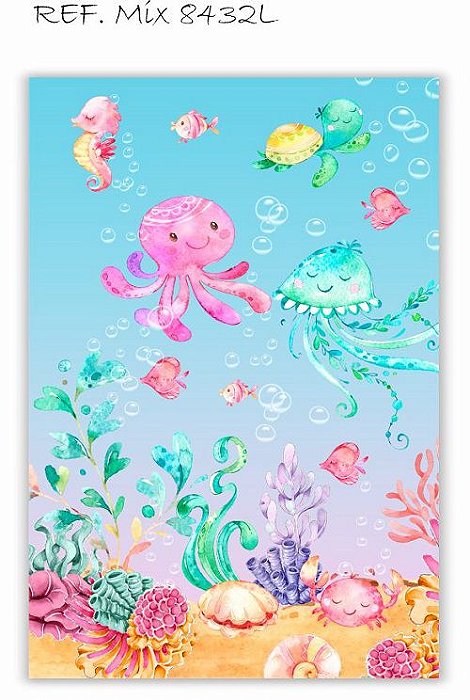 Painel Retangular Decorativo Para Festa Fundo Do Mar