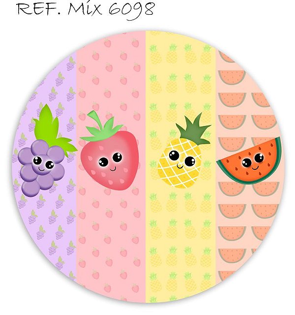 Painel Festa Redondo Sublimado Frutinhas C/elástico