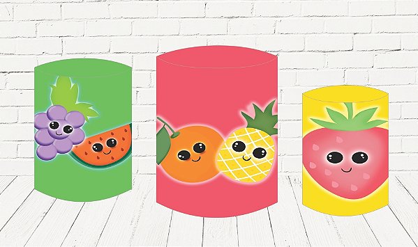 Trio De Capas P/ Cilindros Sublimado Frutinhas Veste Fácil