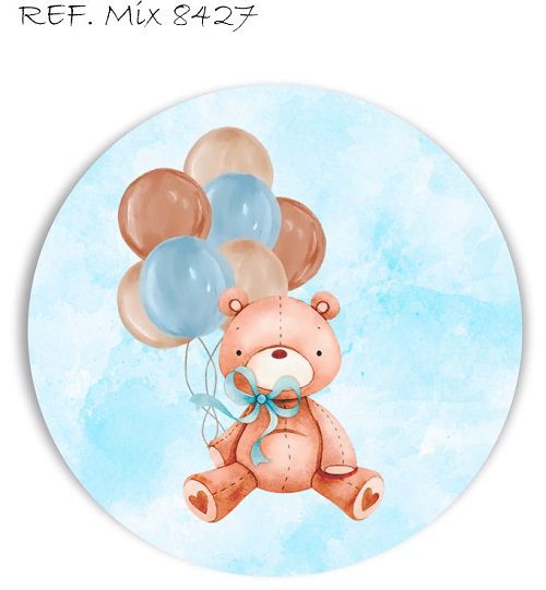 Painel Festa Redondo Sublimado Ursinho C/elástico
