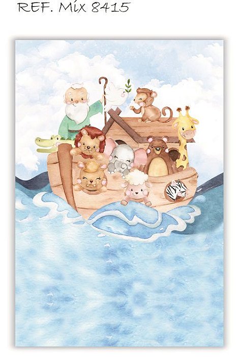 Painel Retangular Decorativo Para Festa Arca Noé