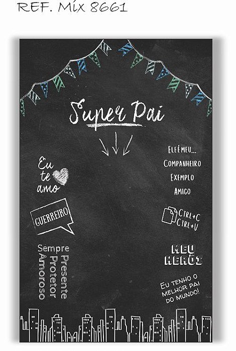 Painel Retangular Decorativo Para Festa Super Pai