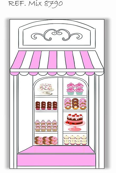 Painel Retangular Decorativo Para Festa Confeitaria