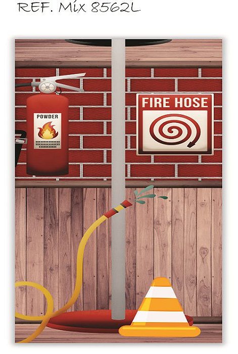 Painel Retangular Decorativo Para Festa Bombeiros
