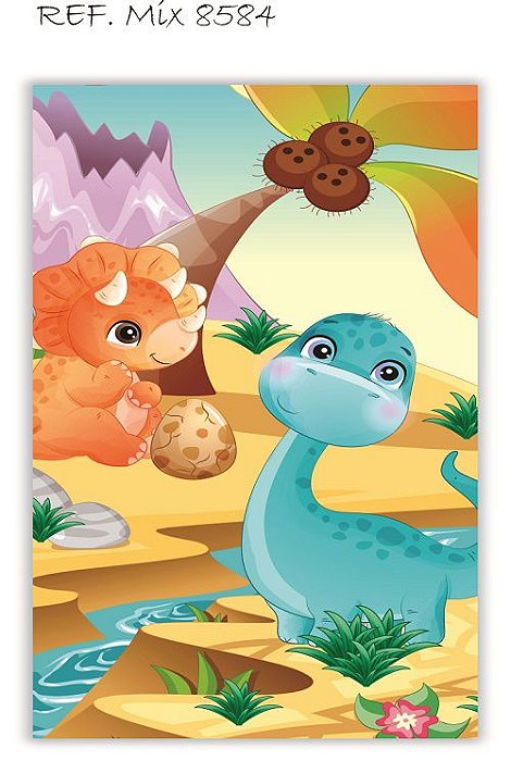 Painel Retangular Decorativo Para Festa Baby Dino