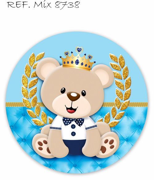 Painel Festa Redondo Sublimado Ursinho Príncipe C/elástico