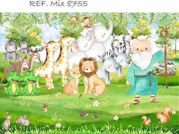 Painel Retangular Decorativo Para Festa Arca De Noe