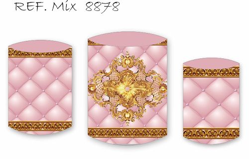 Trio De Capas P/ Cilindros Sublimado Realeza Rosa  Veste Fácil