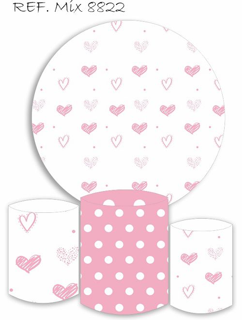 Painel Redondo Sublimado Minnie Rosa + Trio de Cilindros Veste Fácil