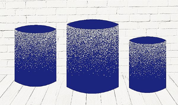 Trio De Capas P/ Cilindros Sublimado Azul Com Glitter  Veste Fácil