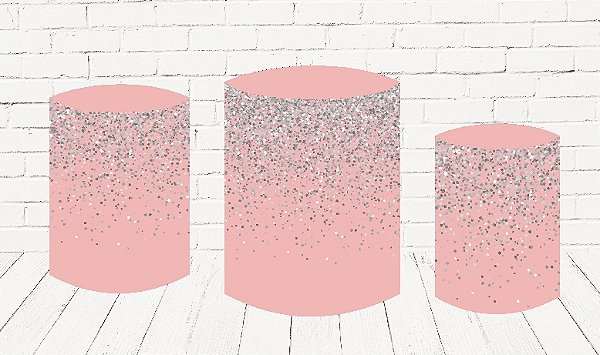 Trio De Capas P/ Cilindros Sublimado Rosa Com Glitter  Veste Fácil