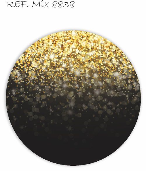 Painel Festa Redondo Sublimado Preto Com Glitter C/elástico