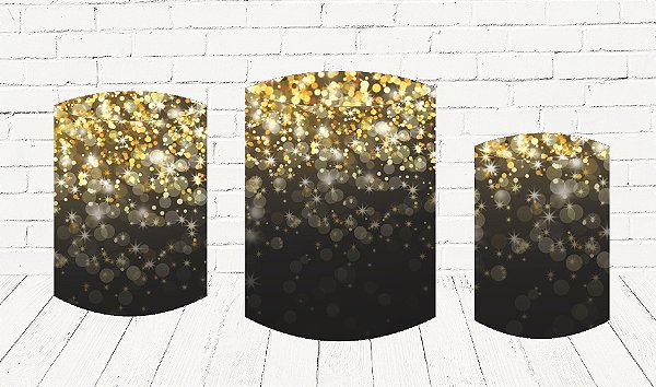 Trio De Capas P/ Cilindros Sublimado Preto Com Glitter  Veste Fácil